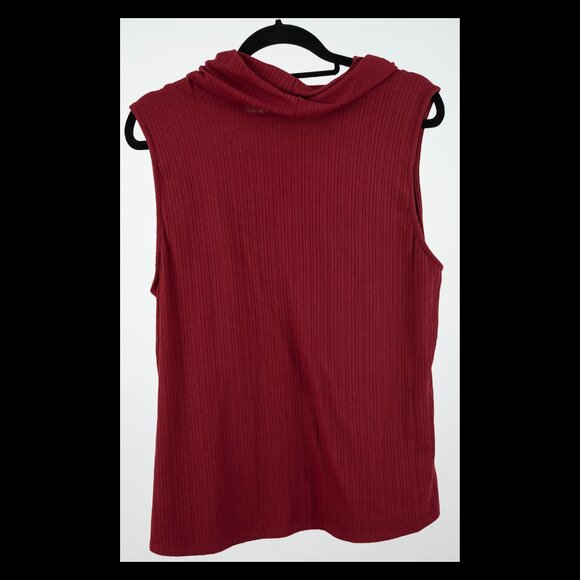 Beacon Apparel Womens Red Ribbed Cowl Neck Stretch Sleeveless Top XL EUC - Picture 3 of 3